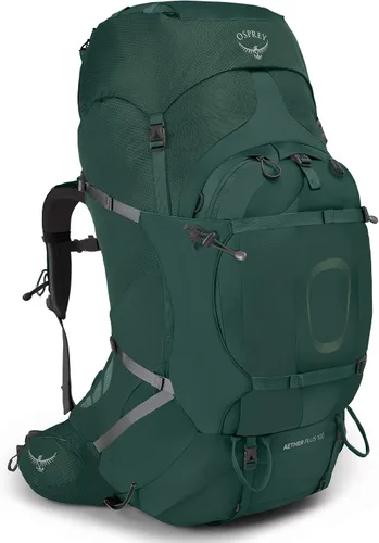 Vista 4 de Osprey Aether Plus 100L Mochila de mochilero para hombre, Axo Green, S/M
