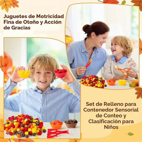 Vista 5 de EZdhuawuse Llenadores sensoriales de otoño – 294P Otoño Acción de Gracias juguetes de motricidad fina para niños, juguete de conteo de otoño