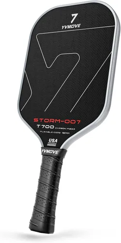 Vista 9 de YVmove USAPA Approved Raw Carbon Fiber Pickleball Paddle, 16mm Thermoformed Pickleball Racket with High Spin & Extended Grip, Professional