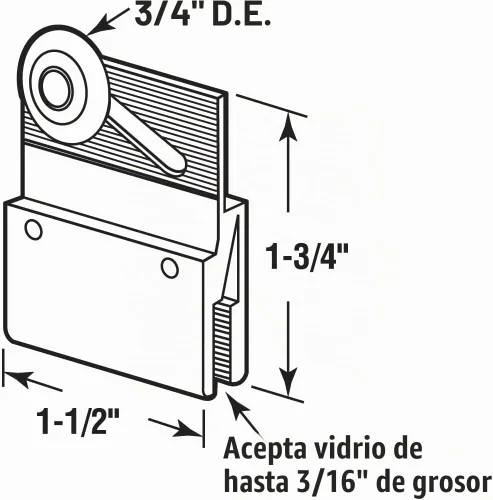 Vista 2 de Prime-Line M 6145 - Conjunto de rodillos de aluminio para puerta de ducha sin marco, rueda redonda de plástico de 3/4 pulgadas, se adapta a vidrio