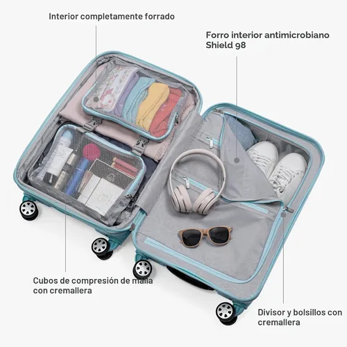 Vista 8 de Traveler's Choice Pagosa indestructible Hardshell expandible Spinner Equipaje, Azul bebé, Pagosa indestructible Hardshell expandible Spinner Equipaje