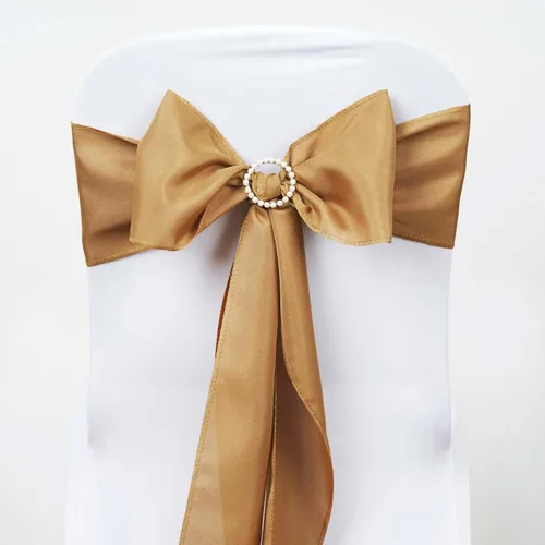 Vista 23 de Efavormart 5 piezas de fajas para sillas de poliéster color beige con lazos para decoración de sillas en bodas, eventos, suministros para decoración