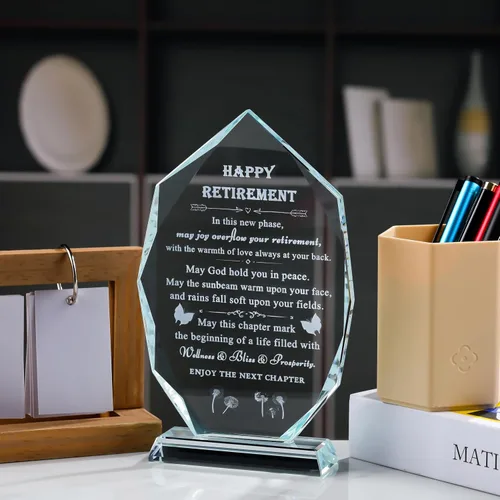 Vista 2 de Regalos de jubilación Qianwei para mujeres y hombres 2025 para compañeros de trabajo - Regalo de despedida en 3D de cristal para compañeros