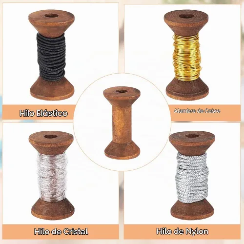 Vista 4 de BENECREAT - 20 carretes vacíos de madera antigua, 1.57 pulgadas (40mm)