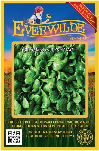 Vista 4 de Everwilde Farms - Semillas de espinaca Bloomsdale de 1 onza - Gold Vault