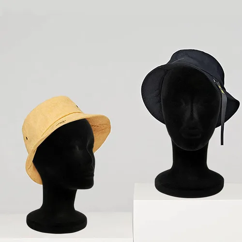 Vista 5 de Foraineam Paquete de 2 cabezas de maniquí de espuma negra, cabezas de espuma de maniquí femenino de 12 pulgadas, soporte para peluca, sombreros