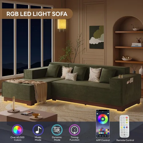 Vista 5 de LIKIMIO Sofá en forma de L de 110 pulgadas Iluminación LED