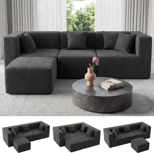 Vista 46 de MONVANE - Sofá biplaza de 75 pulgadas, cómodo sofá modular de felpilla con 4 almohadas, moderno sofá sin hueso, sofá de 2 plazas para sala de estar
