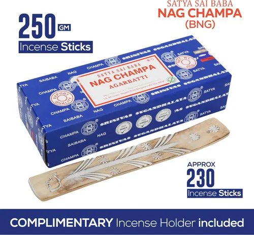 Vista 2 de Satya Nag Champa - Varillas de incienso Bangalore, paquete de 250 gm, natural, enrollado a mano, no tóxico, juego de insense Nagchampa BNG