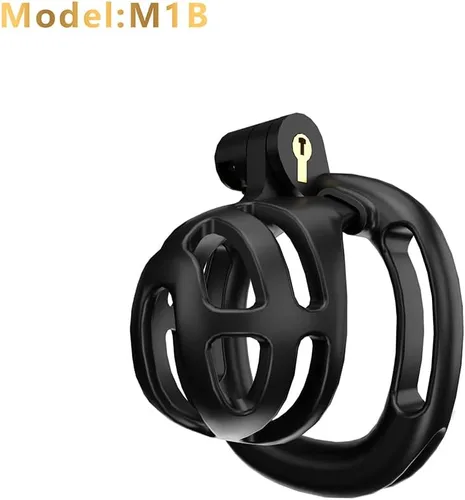 Vista 3 de Heuceo Jaula de castidad pequeña y ligera con 4 anillos y cinturón de castidad y dilatador uretral de silicona para hombre, mini jaula de pene liso