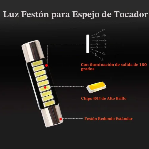 Vista 4 de YM E-Bright Espejo LED 6641 Blanco 4014 9-SMD 12V Festoon Dome Light Bombillas LED (paquete de 10) (1.220 in)