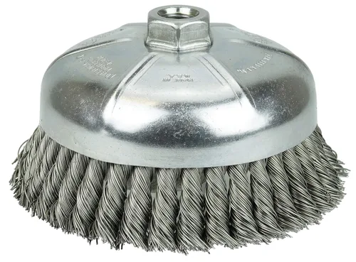 Vista 8 de Weiler 13286 Cepillo de alambre de alambre de una hilera de 2-3/4 pulgadas, relleno de acero de 0.020 pulgadas, tuerca UNC de 5/8"-11, fabricado