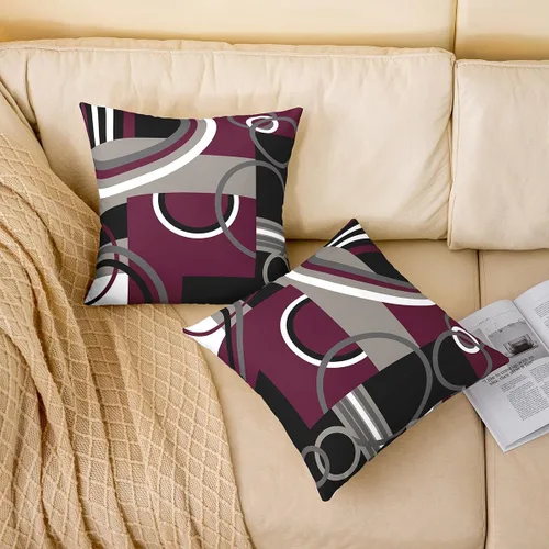 Vista 191 de Juego de 2 fundas de almohada abstractas de 16 x 16 pulgadas para niños, niñas, adolescentes, decoración de dormitorio, moderna a rayas, decoración