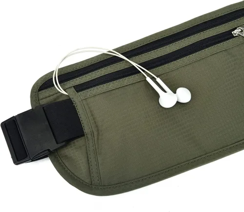 Vista 120 de DAITET Cinturón de dinero, soporte para pasaporte, cartera de viaje oculta segura con bloqueo RFID, riñonera encubierta (negro), Negro, Rfid