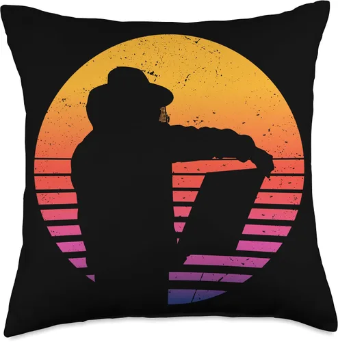 Vista 4 de Beekeepers Naturals Bee Pollen Honey Making Bee Lover Accessories Sunset Beekeeper Throw Pillow, 16x16, Multicolor