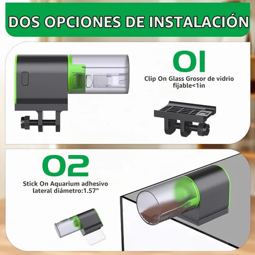 Vista 5 de FREESEA Alimentador Automático de Peces para Acuario: Pequeño Dispensador Automático de Comida para Peces de Vacaciones Recargable por USB