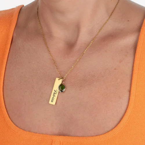 Vista 4 de Collar con nombre personalizado con piedra de nacimiento