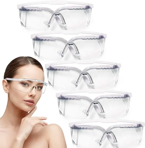 Vista 10 de Gafas de seguridad, 5 gafas protectoras ajustables de visión amplia, gafas de seguridad ligeras a prueba de niebla