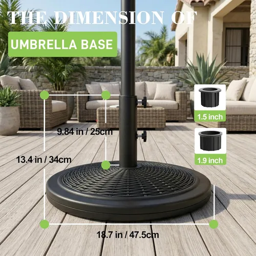 Vista 4 de T&Jero Base redonda de 33 libras para mesa de mercado de patio, base de sombrilla prellenada para exteriores, color negro