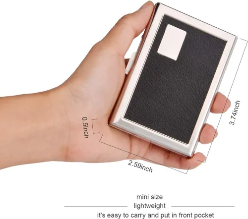 Vista 4 de RFID - Tarjetero de acero inoxidable, protector de tarjetas de crédito para hombre y mujer, Negro), EA2702B