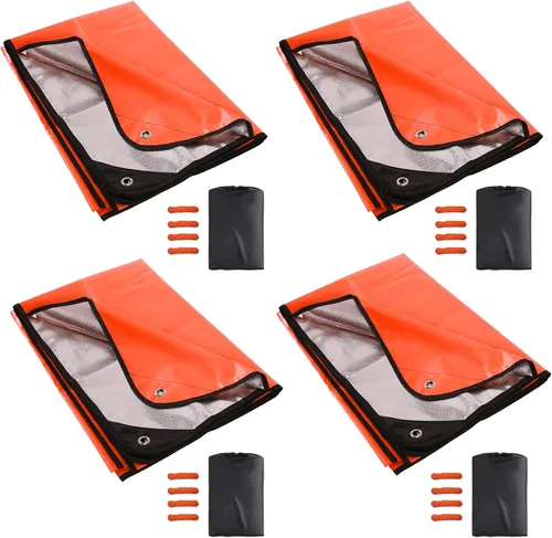 Vista 15 de Paquete de 2 mantas de supervivencia resistentes, lona térmica de emergencia impermeable, multiusos, reflectantes, aisladas, para todo
