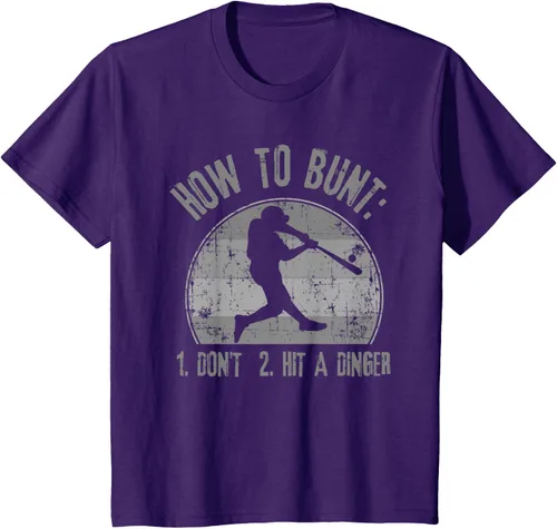 Vista 28 de Cómo Bunt Don't Hit A Dinger - Camiseta divertida de béisbol y sóftbol, Negro, S