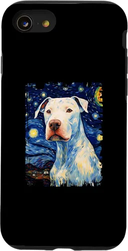 Vista 13 de iPhone 14 Dogo Argentino Dog Starry Night Painting Dog Mom Dad Case
