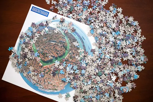 Vista 4 de Rompecabezas redondo de 1000 piezas de Venecia, Italia, arte desafiante y educativo para adultos y niños, foto panorámica única de la ciudad