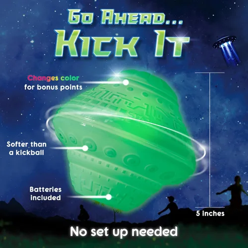 Vista 4 de Starlux Games Cosmic Kick The Can: Juego al aire libre con un giro galáctico Edades 5+, 4-12 jugadores Juguetes que brillan en la oscuridad