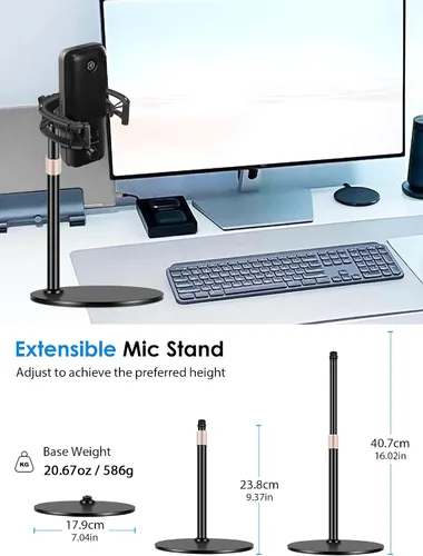 Vista 6 de Soporte de micrófono con soporte de choque, [construido a medida para micrófono Wave] Suspensión antivibración Soporte de montaje de choque Clip