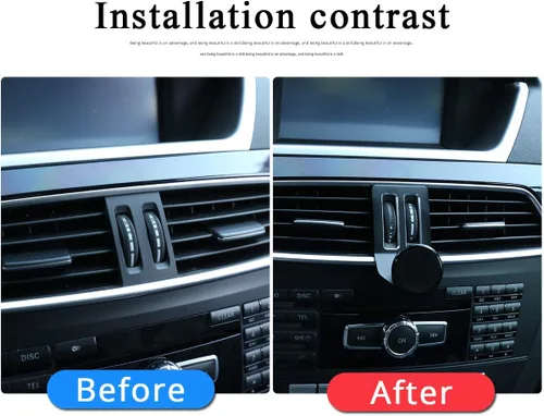 Vista 2 de Soporte para teléfono móvil de aleación de aluminio negro en la rejilla central del aire del automóvil, accesorios para Mercedes Benz Clase C W204