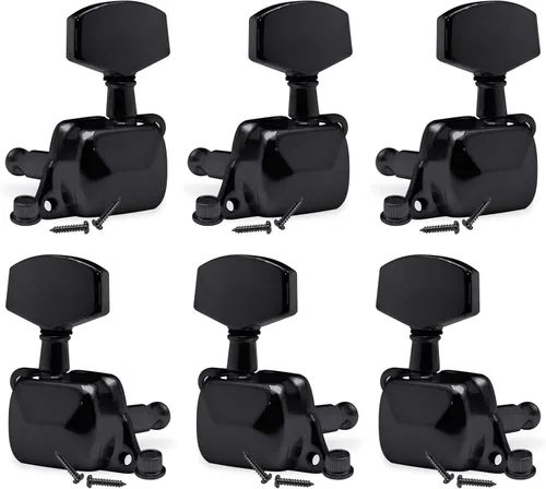 Vista 9 de SAPHUE 6 clavijas de afinación de guitarra 3L3R, clavijas de afinación de guitarra selladas cuadrado grande, cabezales de máquina, guitarra Negro