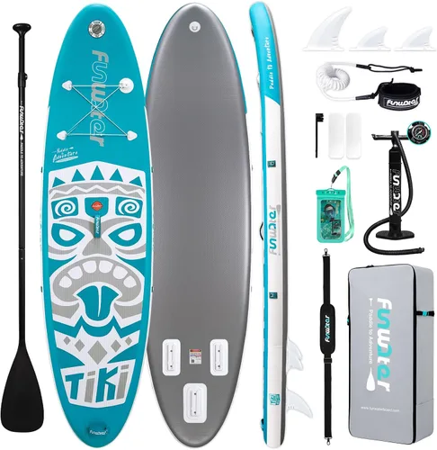 Vista 22 de FunWater Inflatable Stand Up Paddle Board with Beginners SUP Accessories 10'6'' SUP,Anti-Slip EVA Deck,200-450lbs Capacity/Big Fin，Inflatable