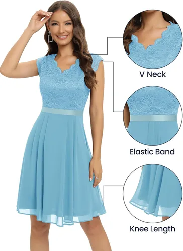 Vista 111 de Dressystar - Vestido de dama de honor, sin mangas, con cuello en V, para fiesta de boda