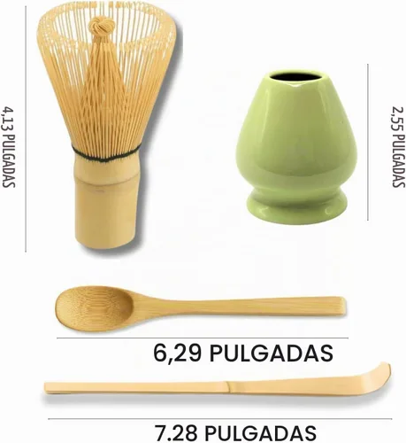 Vista 2 de Batidor y soporte de matcha, Chasen, juego y soporte de batidor de matcha, cuchara de té, cuchara, herramientas tradicionales japonesas para batir
