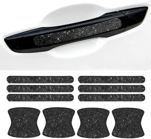 Vista 10 de BetterJonny 10 unidades de protector contra arañazos de cristal, protector contra arañazos de diamantes para coche para mujeres y niñas (plata)