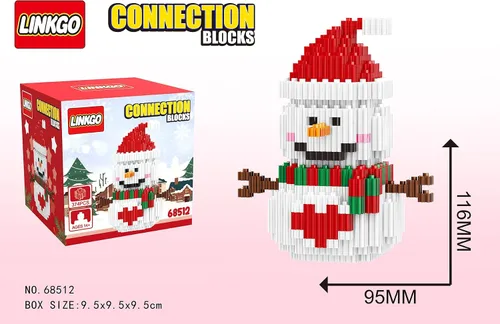 Vista 3 de Bloques de construcción de Navidad compatibles con Lego, muñeco de nieve de Navidad, micro bloques apilables, juguetes nuevos, caja de regalo
