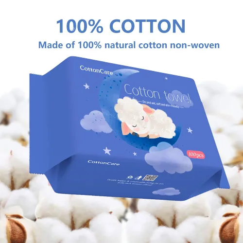 Vista 2 de Toallitas secas para bebé, hechas de 100% algodón, sin químicos, sin perfume, algodón ultra absorbente, pañuelos de uso húmedo y seco
