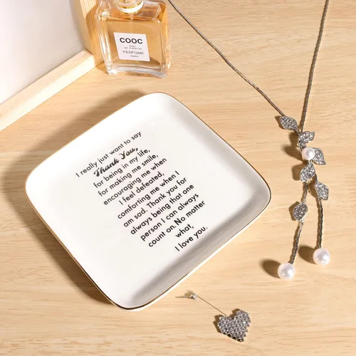 Vista 3 de PUDDING CABIN - Plato para anillos para regalo de agradecimiento para mujeres, madres, maestras, compañeras de trabajo con el mensaje "Thank You for