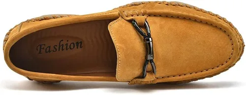 Vista 3 de LUODENGLANG Mens Casual Leather Fashion Slip On Loafers Shoes Moccasins Driving Shoes Hand-Made Dress Shoes Soft