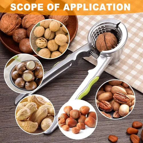 Vista 5 de plplaaoo - Alicates de nueces duraderos para nueces, galleta de nueces multifuncional, abridor de galletas de nueces con aguja de nogal y mango