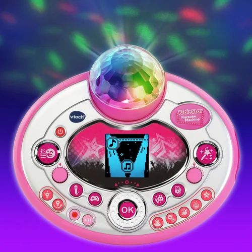 Vista 4 de VTech Kidi Star - Máquina de karaoke de lujo, 2 micrófonos con adaptador de CA, color rosa