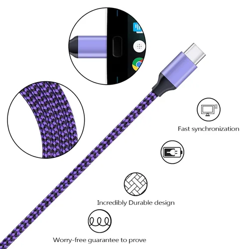 Vista 5 de Paquete de 4 cables de carga rápida para iPhone 16 15 Pro, 15/16 Pro Max, 15/16 Plus, 16/15 16e, cargador USB tipo C, cable de teléfono Android