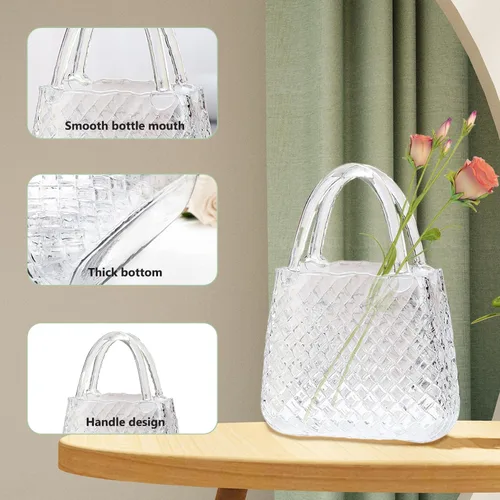 Vista 6 de Florero de cristal, florero transparente para centros de mesa de boda y decoración de mesa/11.4 x 8.1 x 3.5 pulgadas