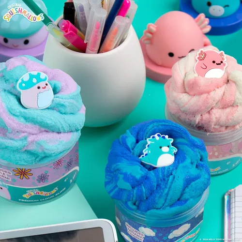 Vista 3 de Original Squishmallows Premium Cloud Slime, paquete de 3, 9 añadidos, 8 onzas