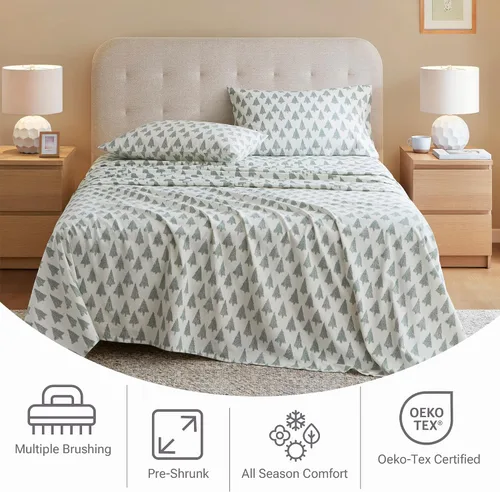 Vista 59 de Sleep Philosophy - True North - Juego de sábanas de franela, 100% de algodón, cómodo, bonito y muy suave, con bolsillo elástico que se adapta a