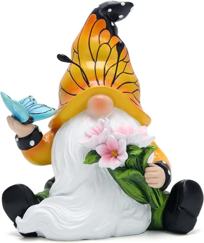 Vista 11 de Hodao Decoraciones de gnomos de primavera de mariquita para mesa del hogar, porche, jardín, patio, adornos de elfo de mariquita, decoración