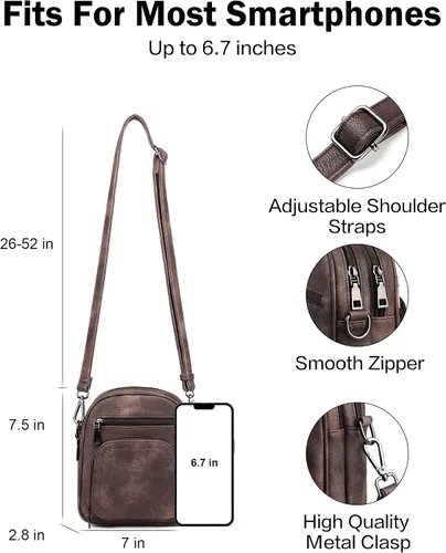Vista 4 de FADEON Mini bolsos cruzados para mujer, bolso cruzado pequeño, bolso cruzado de diseñador, bolsa de hombro, ranura para tarjetas