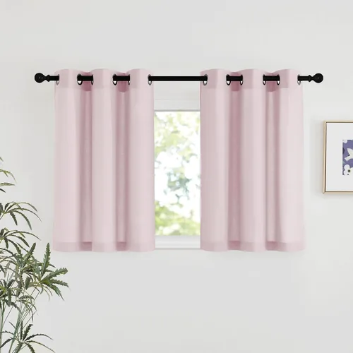 Vista 190 de NICETOWN - Cortinas de lino angora para ventana de cocina sobre el fregadero, con ojales, lino grueso angora, tratamientos cortos para ventanas
