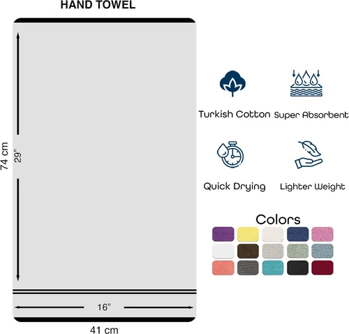 Vista 6 de Hawmam Linen Paquete de 4 toallas de mano color gris frío, algodón turco de 16 x 29 pulgadas, suaves, toallas pequeñas para baño